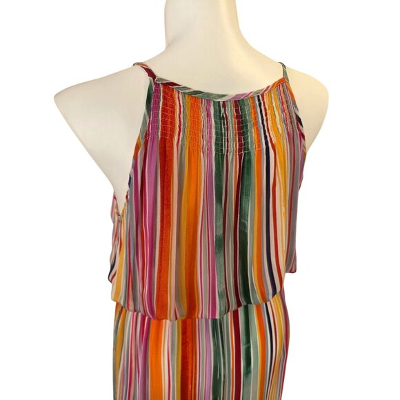 VTG Inspired Velvet Graham & Spencer Maxi Dress XL Rainbow Stripe Summer - Picture 4 of 9